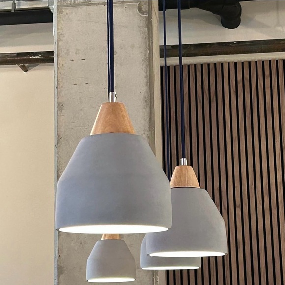 Serena & Lily Knolls Wood Trimmed Concrete Pendant - Picture 1 of 6